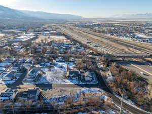 Drone / aerial view with a mountain view