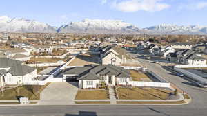 Drone / aerial view with a mountain view