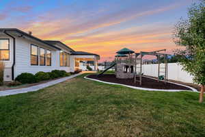 Exterior space with a playground