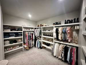 Spacious closet with carpet flooring