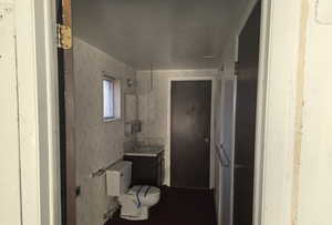 Bathroom with vanity and toilet