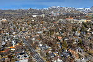 Drone / aerial view with a mountain view