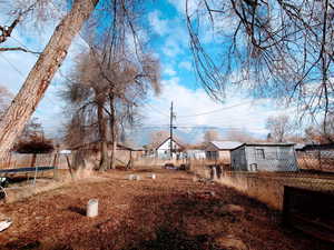 View of yard with a trampoline