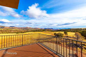 Deck featuring a mountain view