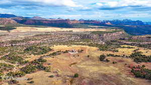 Bird's eye view with a mountain view