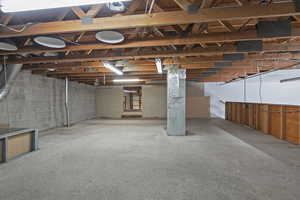 Basement with carpet floors