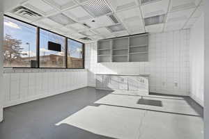 Kitchen with coffered ceiling