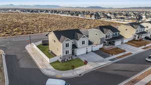 Aerial view featuring a mountain view