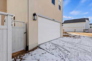 Exterior space with a garage