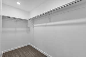 Spacious closet with carpet