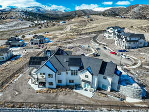 Drone / aerial view with a mountain view