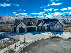 View of front of home with a mountain view