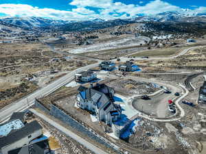 Drone / aerial view featuring a mountain view