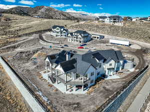 Aerial view featuring a mountain view