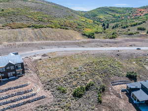 Drone / aerial view with a mountain view