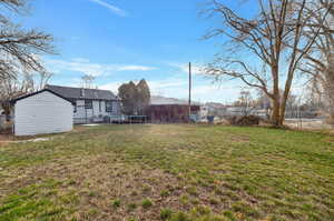 View of yard with a trampoline