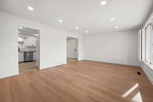 Unfurnished living room featuring light hardwood / wood-style flooring