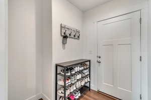 Entryway featuring hardwood / wood-style floors