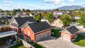 Birds eye view of property with a mountain view