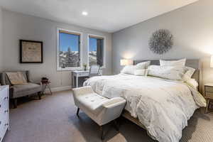 Bedroom with carpet flooring