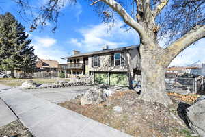 View of front of home with a garage