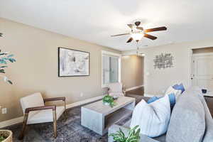 Living room with ceiling fan