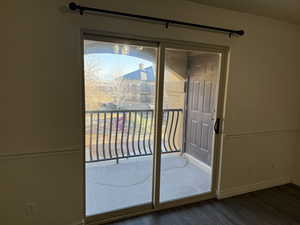 Entryway with dark hardwood / wood-style floors