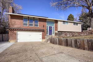 Bi-level home with a garage