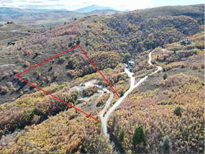 Aerial view with a mountain view