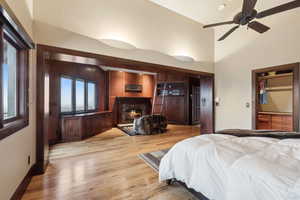 Bedroom with light hardwood / wood-style flooring