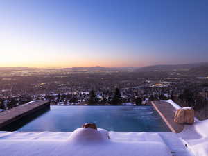 View of snow covered pool