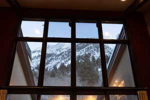 Interior details featuring a mountain view