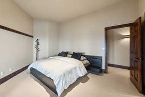 Bedroom with light carpet