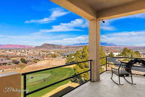 Balcony with a mountain view