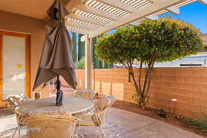 View of patio featuring a pergola