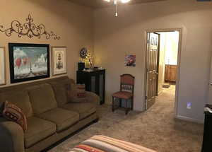 View of carpeted living room