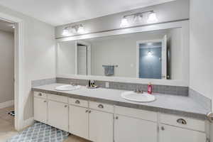 Primary bathroom features double sinks