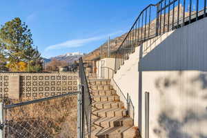 Exterior stairs from upper level to yard