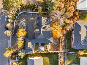 Bird's eye view of home and lot