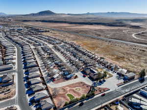 Aerial view featuring a mountain view