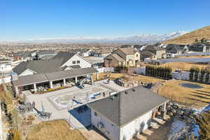 Aerial view featuring a mountain view