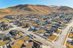 Drone / aerial view with a mountain view