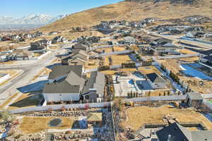 Birds eye view of property with a mountain view