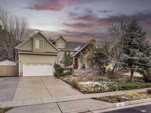 View of front of house with a garage