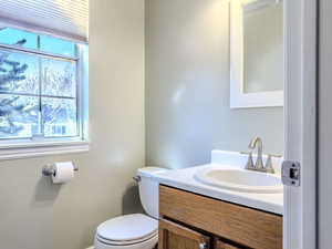 Bathroom with vanity and toilet