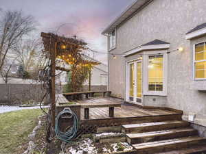 View of deck at dusk