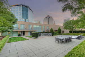 View of patio terrace at dusk