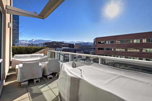 Balcony with a mountain view