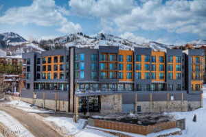 View of snow covered building