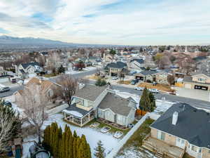 Drone / aerial view with a mountain view